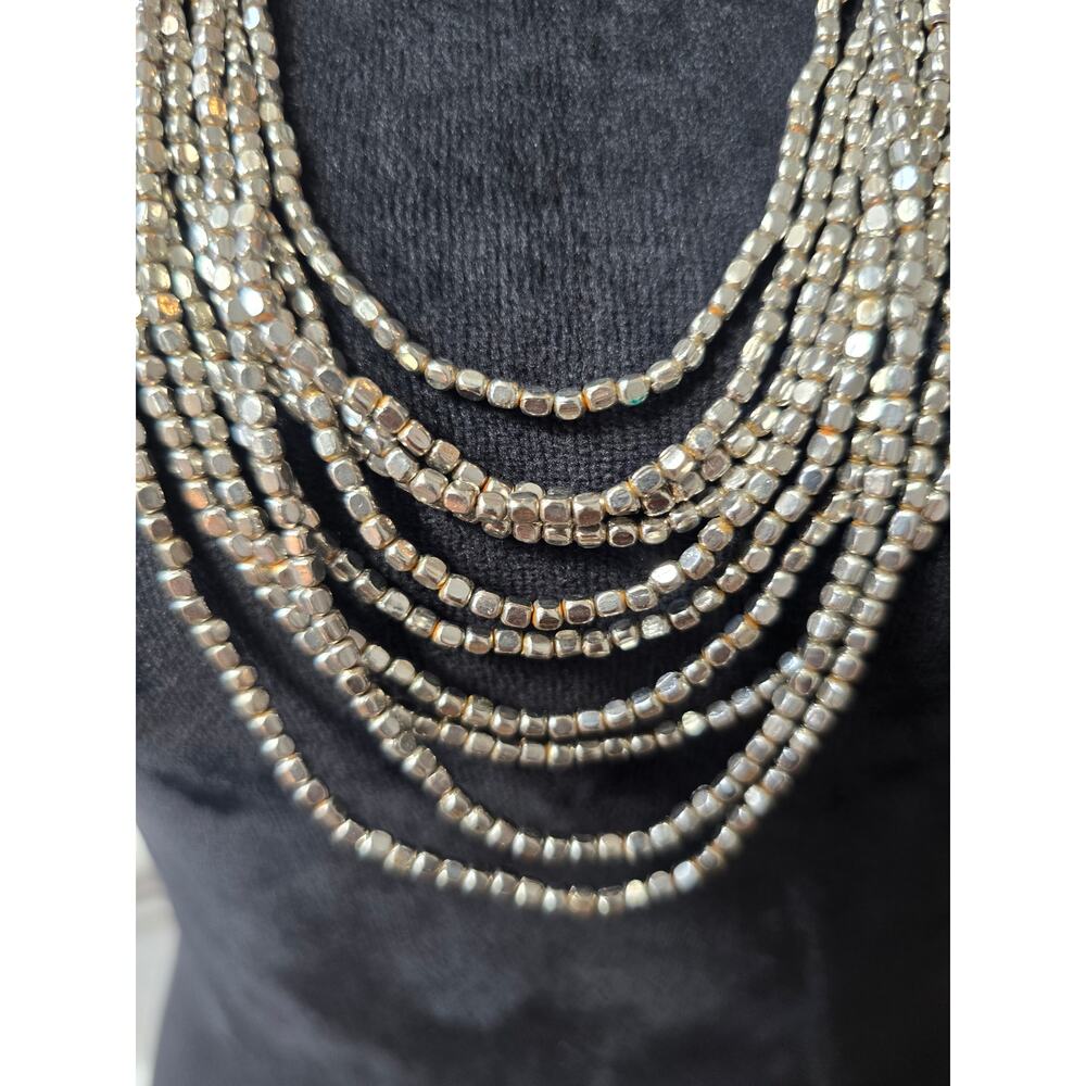 Loft Women's Multilayer Beaded Necklace With Silver Seed Beads And Lobster Clasp - Picture 3 of 7